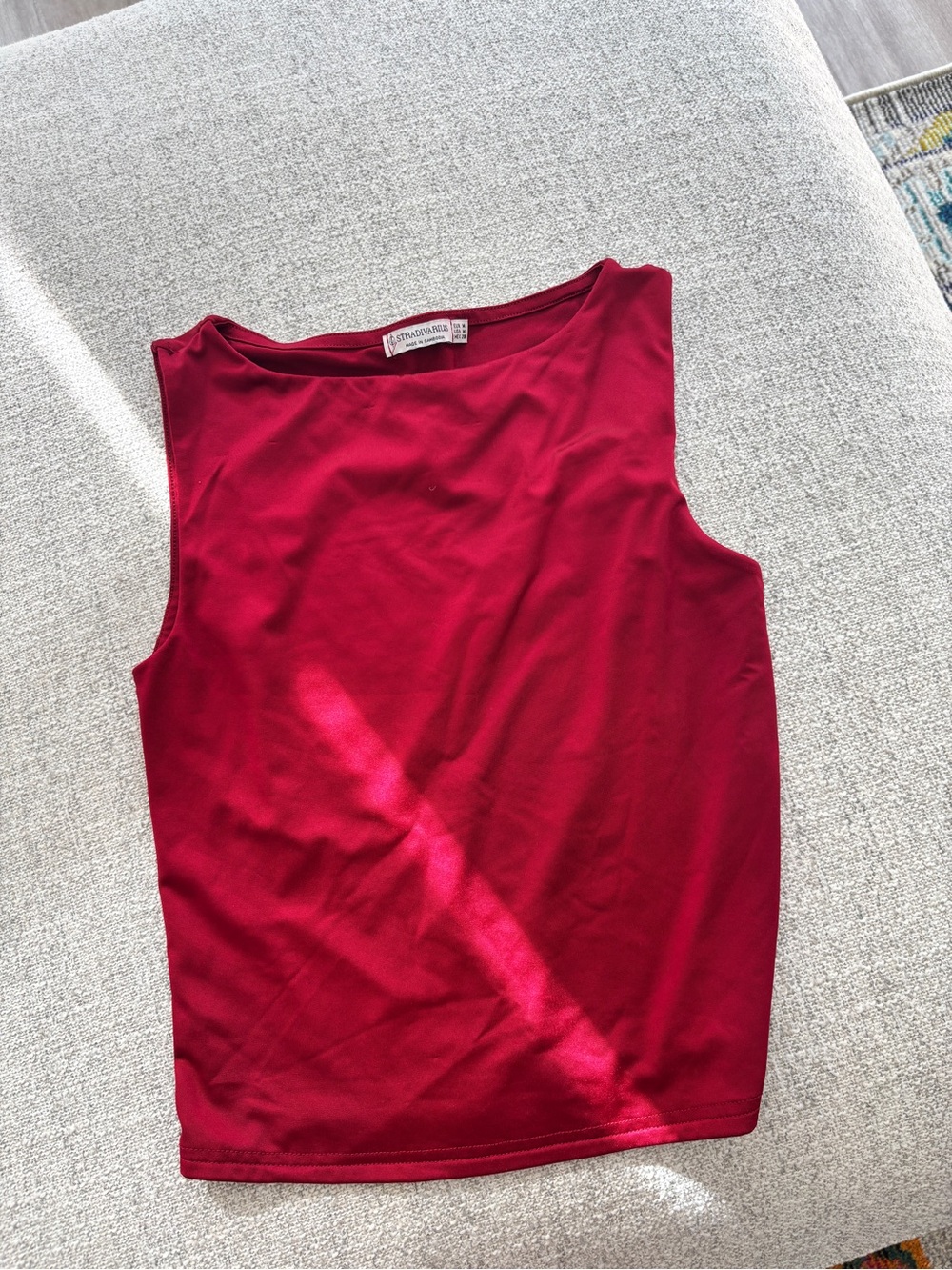 stradivarius Red Sleeveless Crewneck Tank